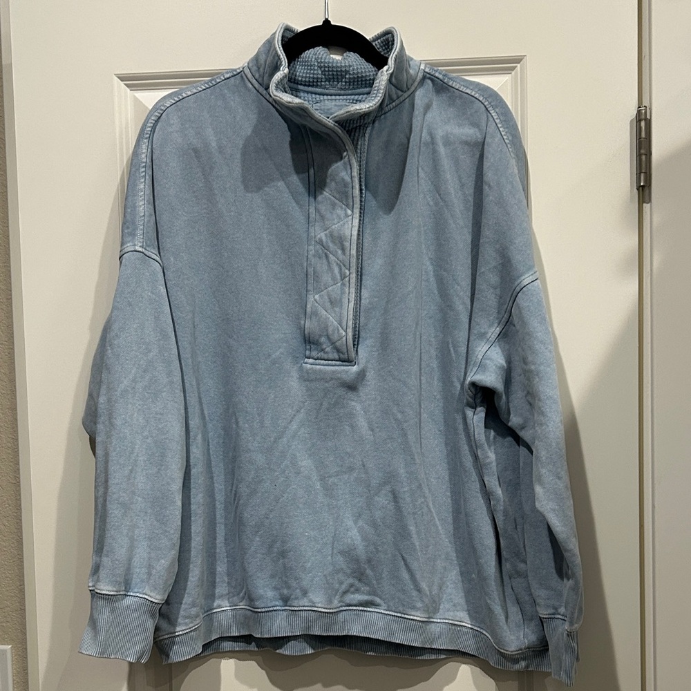 Aerie oversized snap collar sweatshirt Large